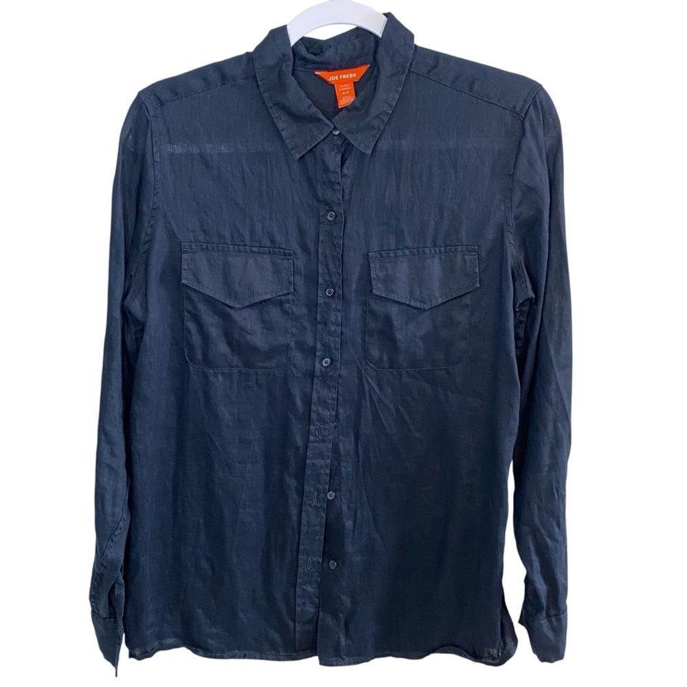 Joe Fresh - Black Linen Button Down Blouse - S - Bangladesh